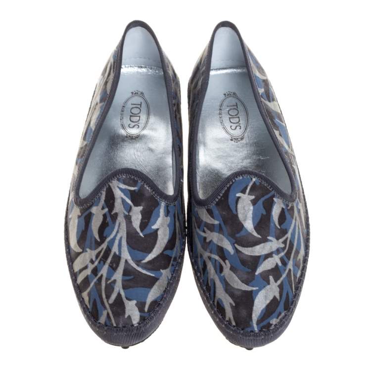 Tod’s Multicolor Floral Canvas Gommino Smoking Slippers - Size 39.5