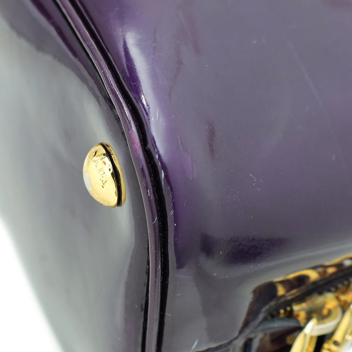 Prada Purple Vernice Leather Promenade Bag