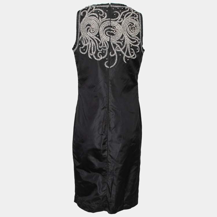 Balenciaga Black Silk Bead Embellished Sleeveless Dress – Size M