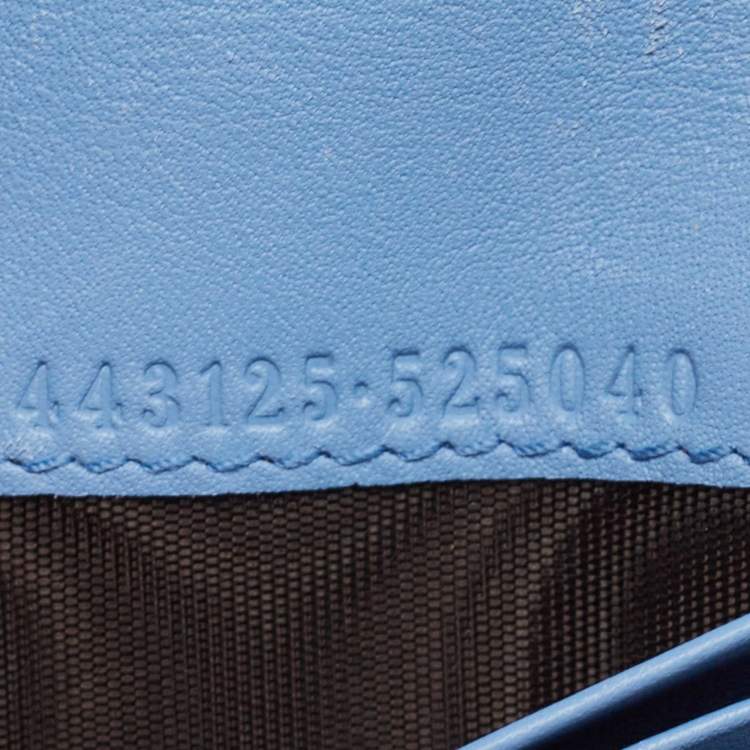 Gucci Blue Matelassé Leather GG Marmont Card Case