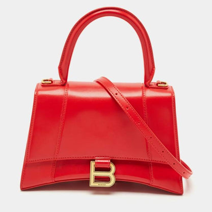 Balenciaga Red Leather Small Hourglass Top Handle Bag