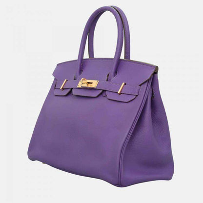 Hermès Birkin 30 Purple Leather with Gold Hardware