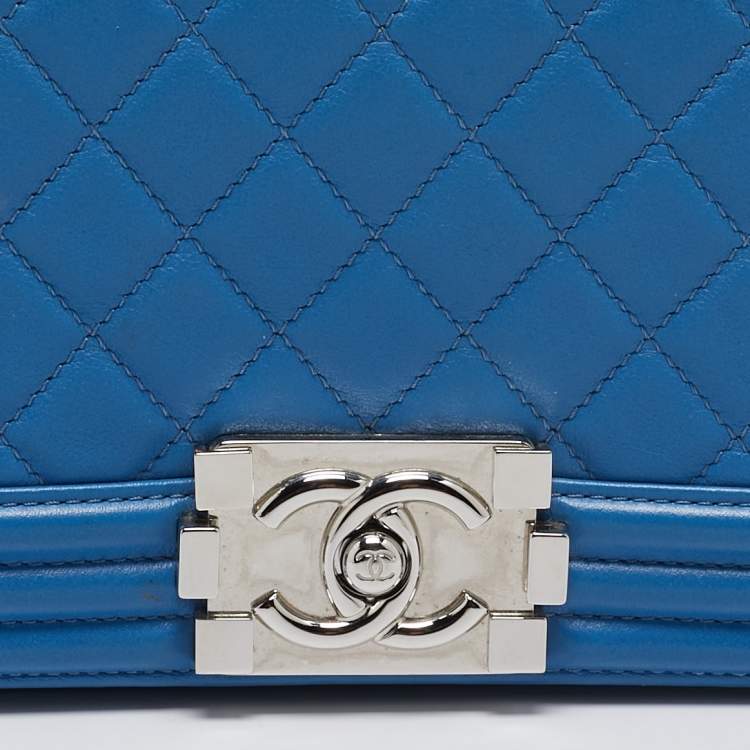Chanel Medium Boy Bag in Light Blue Quilted Leather