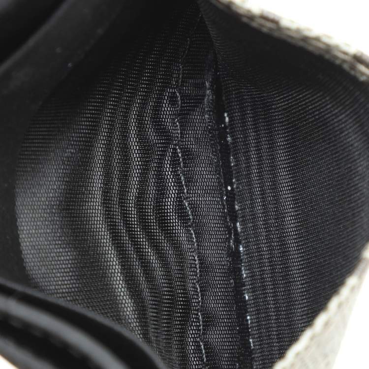 Gucci Black & Beige GG Supreme Canvas and Leather Card Holder