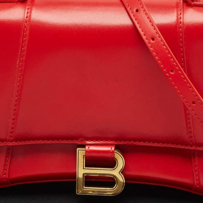 Balenciaga Red Leather Small Hourglass Top Handle Bag