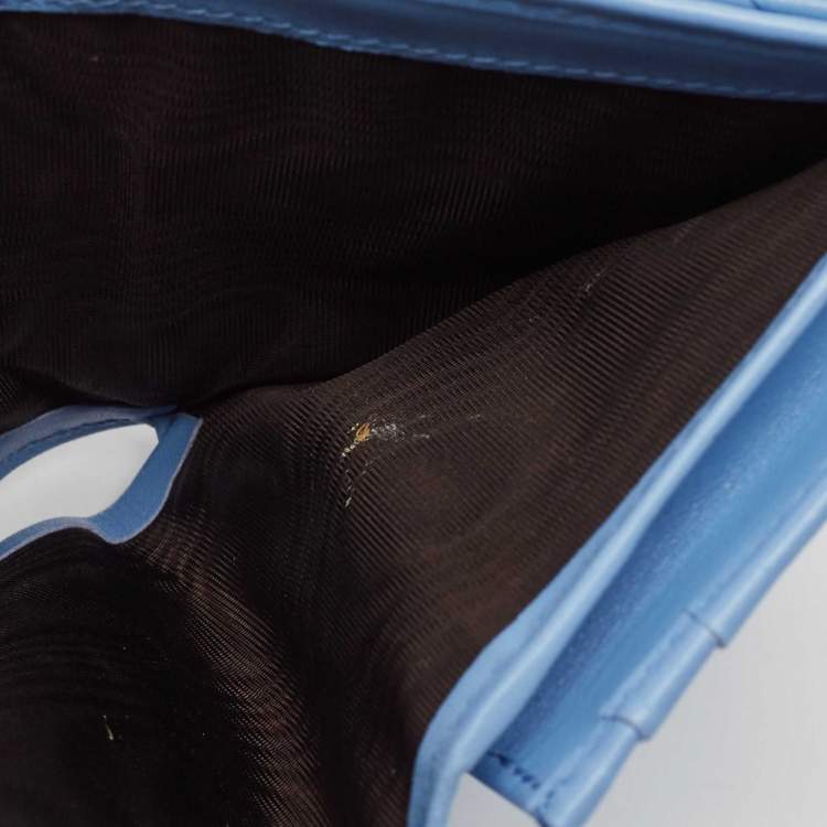 Gucci Blue Matelassé Leather GG Marmont Card Case