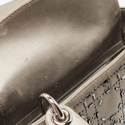 Mini Lady Dior Grey Satin with Beaded Cannage | Fair Condition