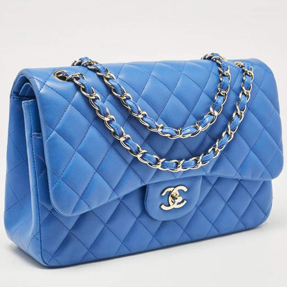 Chanel Blue Quilted Leather Jumbo Classic Double Flap Bag
