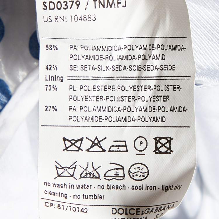 D&G White & Blue Dot Silk Blend Sleeveless Midi Dress – Size L – Brand New