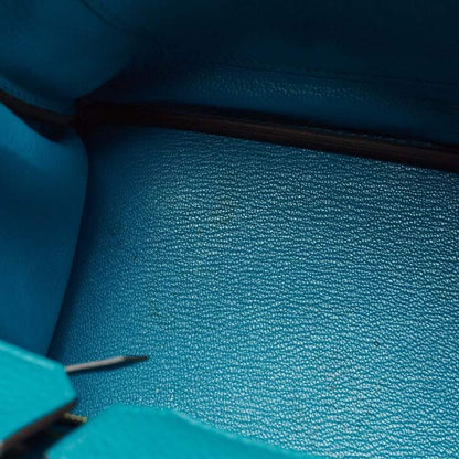 Hermes Blue Izmir Clemence Leather Birkin 30 Bag