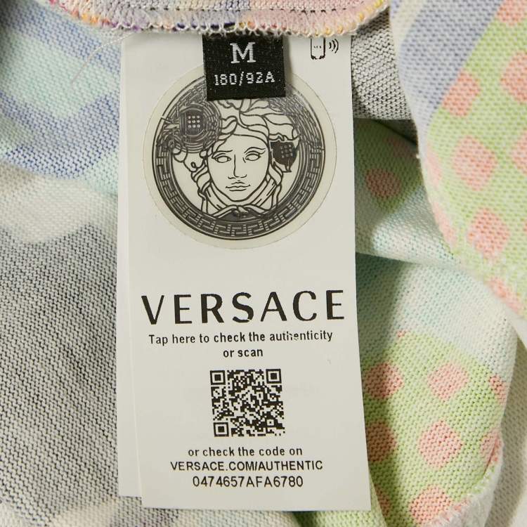 Versace Multicolor Miami Print Polo T-Shirt M