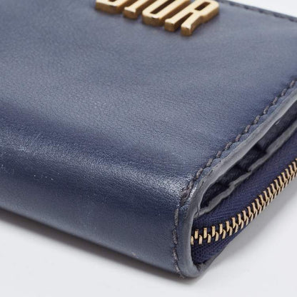 Dior Navy Blue Leather D Fence Zip Wallet