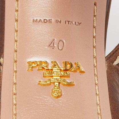 Prada Brown Leather Cork Platform Sandals Size 40