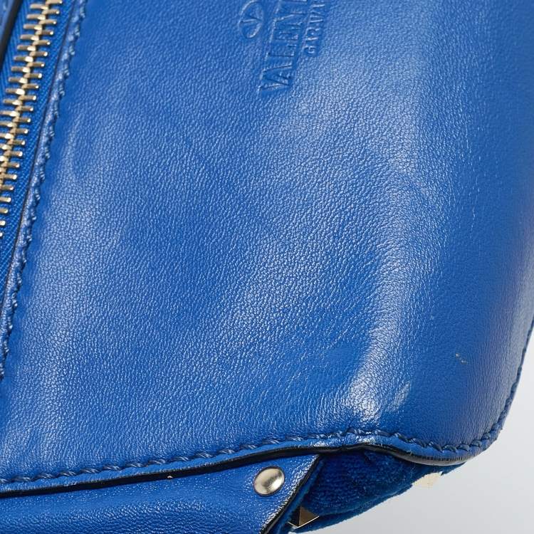 Valentino Blue Quilted Velvet Rockstud Belt Bag
