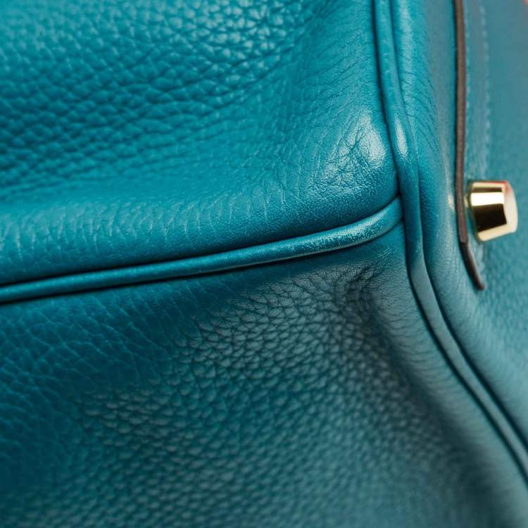 Hermes Blue Izmir Clemence Leather Birkin 30 Bag