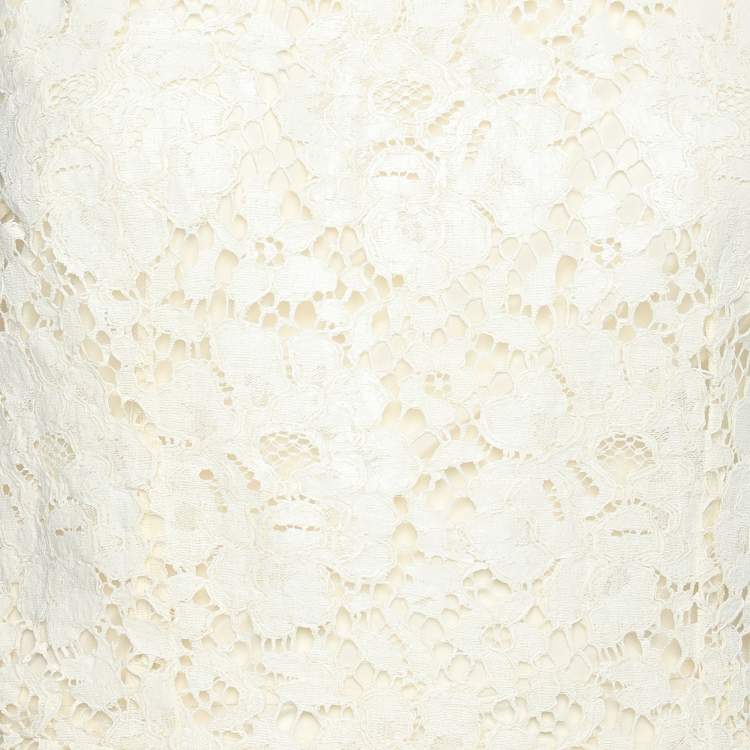 Dolce & Gabbana Cream Floral Lace Midi Dress – Size S