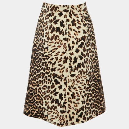 Prada Brown Leopard Print Wool A-Line Skirt – Size S