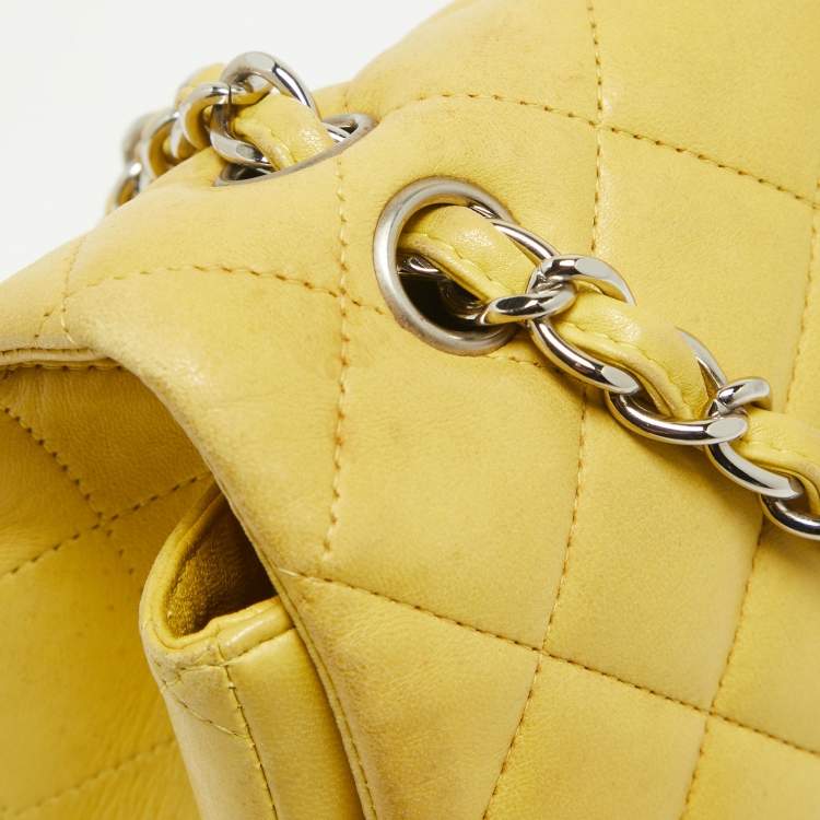 Chanel Yellow Quilted Lambskin Maxi Classic Single Flap Bag – Fair Condition