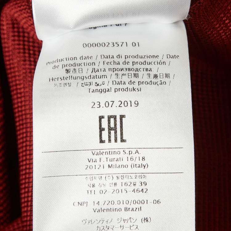 Valentino Red Ostrich Feather Trim Knit V-Neck Sweatshirt – Size S