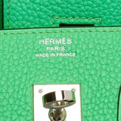 Hermès Vert Comic Togo Leather Palladium Finish Birkin 25 Bag
