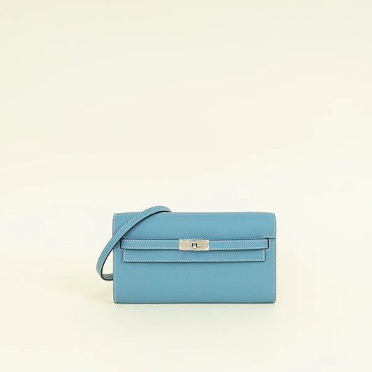 Hermes New Bleu Jean Kelly To Go Wallet