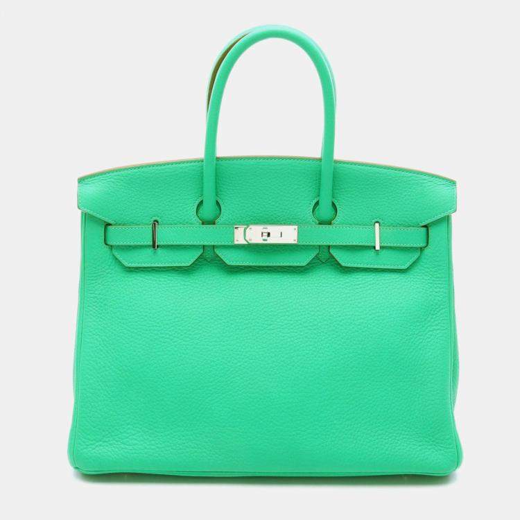 Hermès Birkin 35 Menthe Green Taurillon Clémence Leather Bag