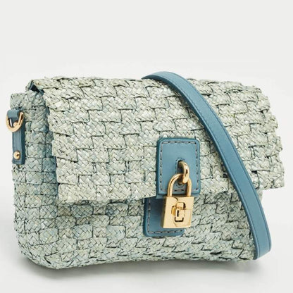 Dolce & Gabbana Blue Raffia Leather Bag