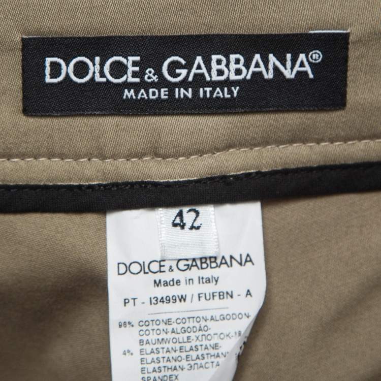Dolce & Gabbana Green Contrast Trim Cotton Slim Trousers – Size M – Brand New