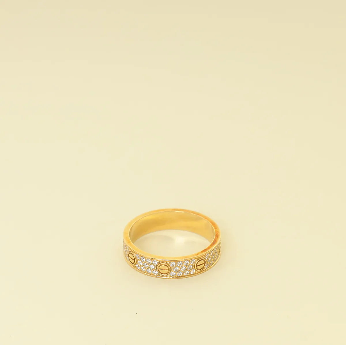 Cartier 18K Yellow Gold Love Pave Diamond Ring