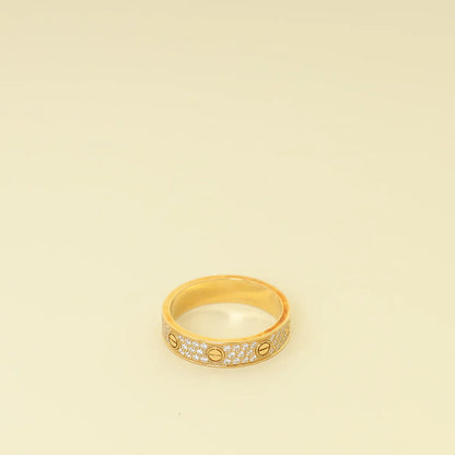 Cartier 18K Yellow Gold Love Pave Diamond Ring