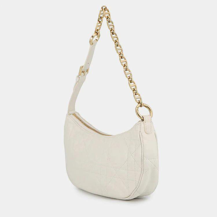 Dior Macrocannage Cd Lounge Hobo Bag Latte White Lambskin
