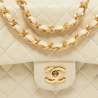 Chanel Small Classic Double Flap Bag in Cream Quilted Leather