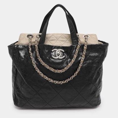 Chanel Black Quilted Glazed Leather Portobello Tote