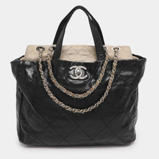 Chanel Black Quilted Glazed Leather Portobello Tote