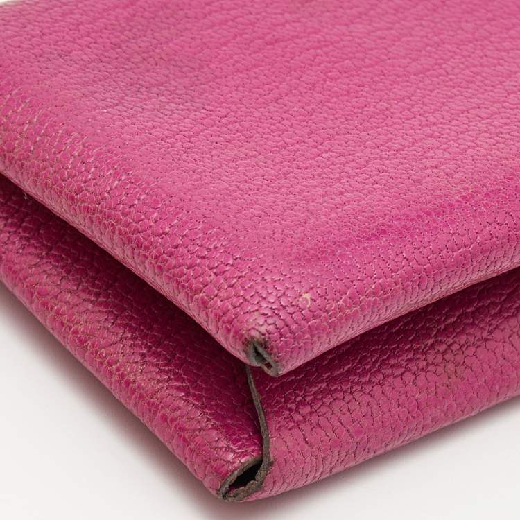 Hermès Cyclamen Chevre Mysore Leather Calvi Card Holder