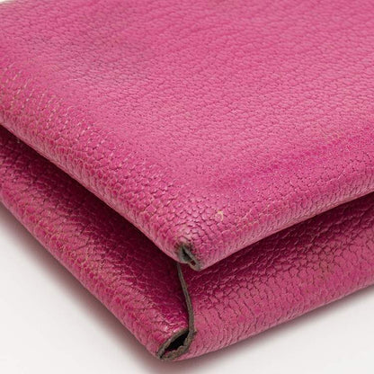 Hermès Cyclamen Chevre Mysore Leather Calvi Card Holder