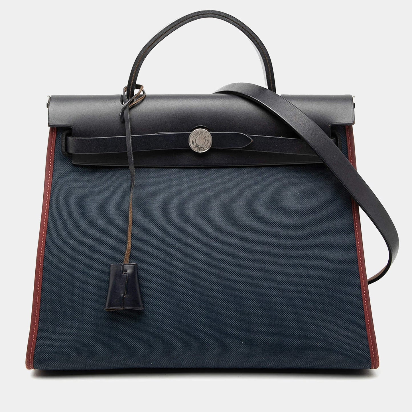 Hermes Black Blue Toile Herbag Zip 31