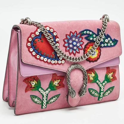 Gucci Pink Suede Dionysus Medium Shoulder Bag