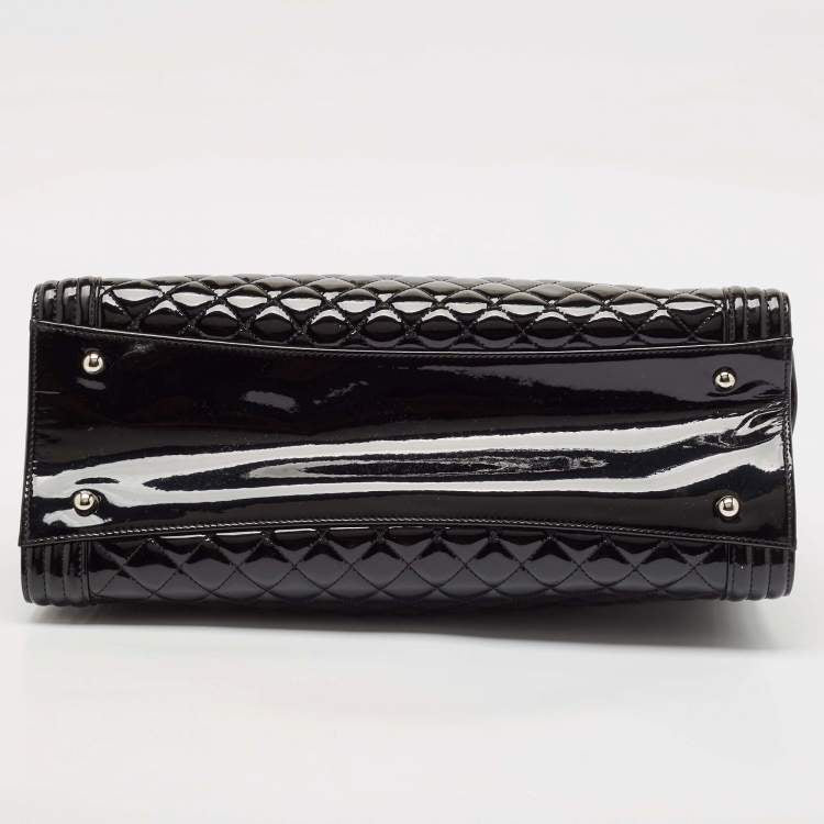 Chanel Black Quilted Patent Leather Large Shopper Tote