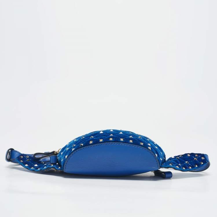 Valentino Blue Quilted Velvet Rockstud Belt Bag