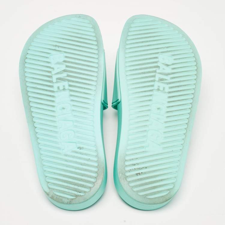 Balenciaga Blue Rubber Pool Slides Size 35