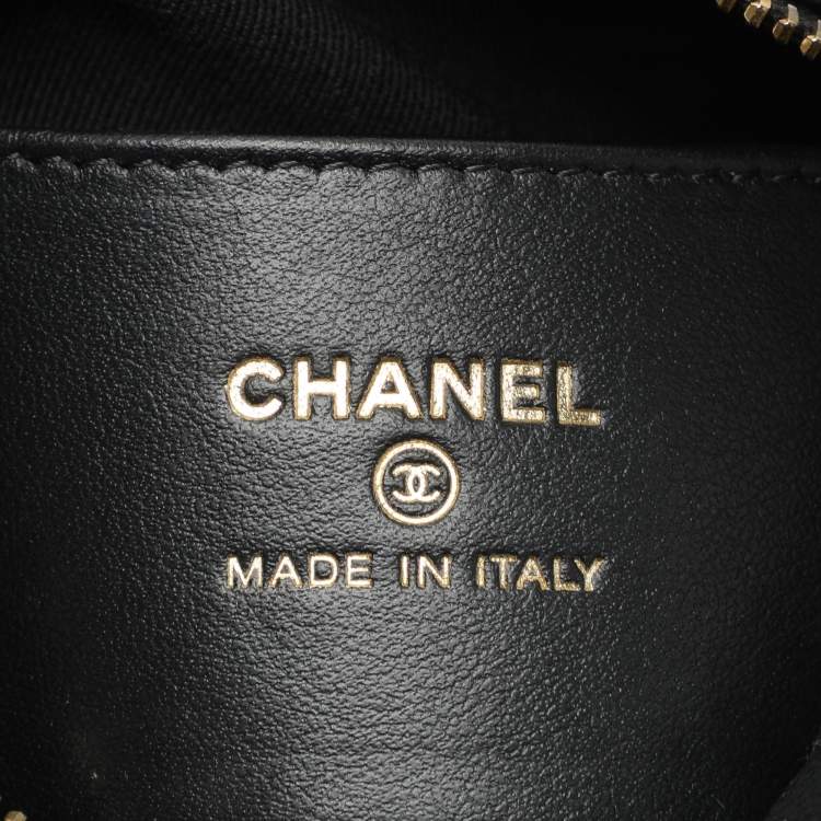 Chanel Mini Round Hobo in Black Quilted Caviar Leather