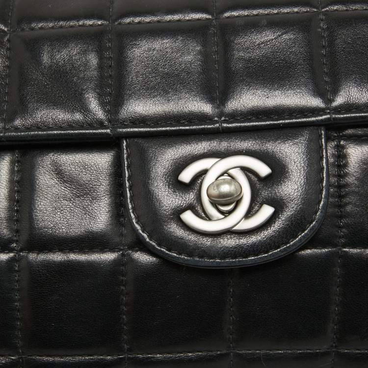 Chanel Black Quilted Leather Chocolate Bar East West