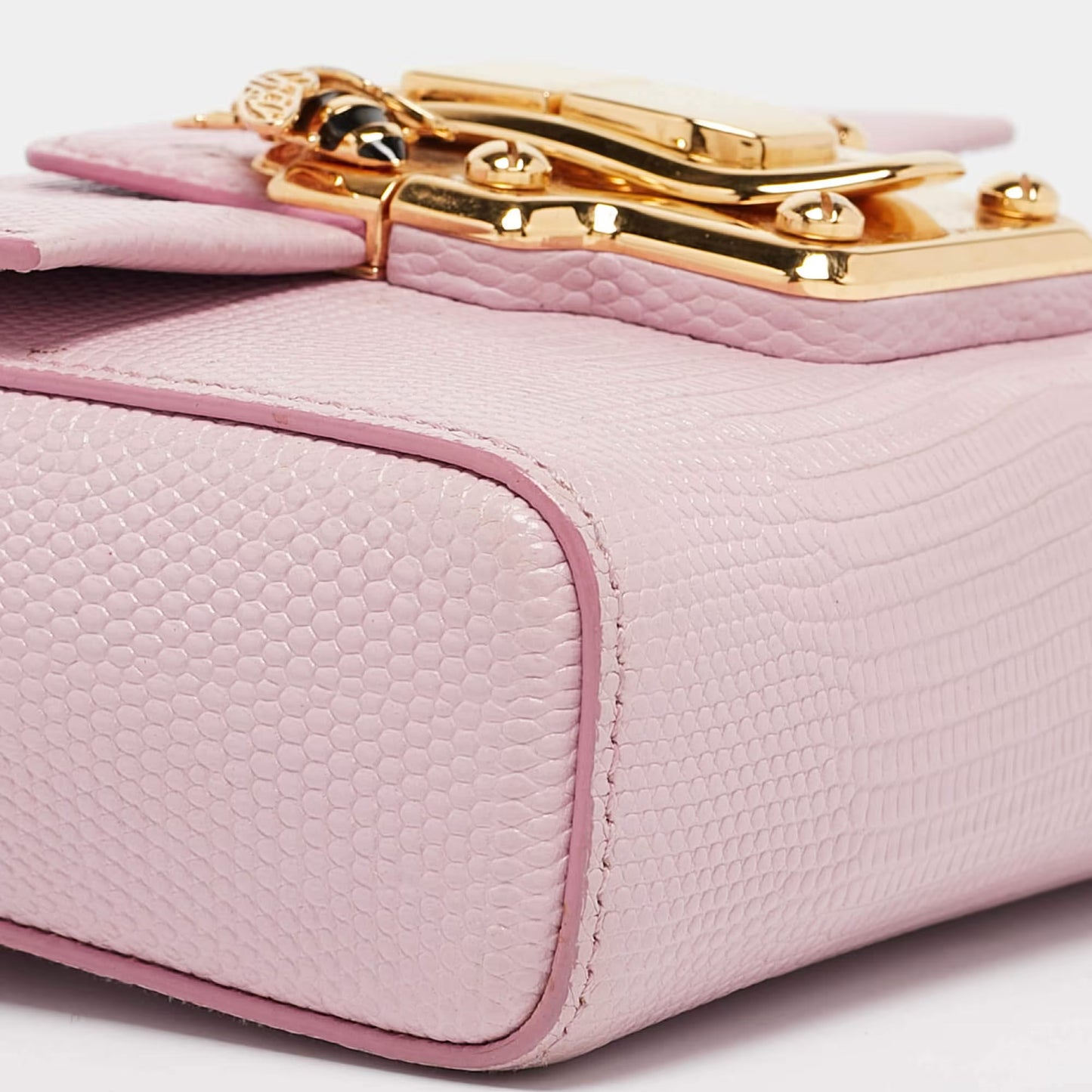 Dolce & Gabbana Lucia Medium Pink Lizard Embossed Leather Crossbody Bags