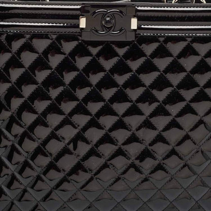 Chanel Black Quilted Patent Leather Large Shopper Tote
