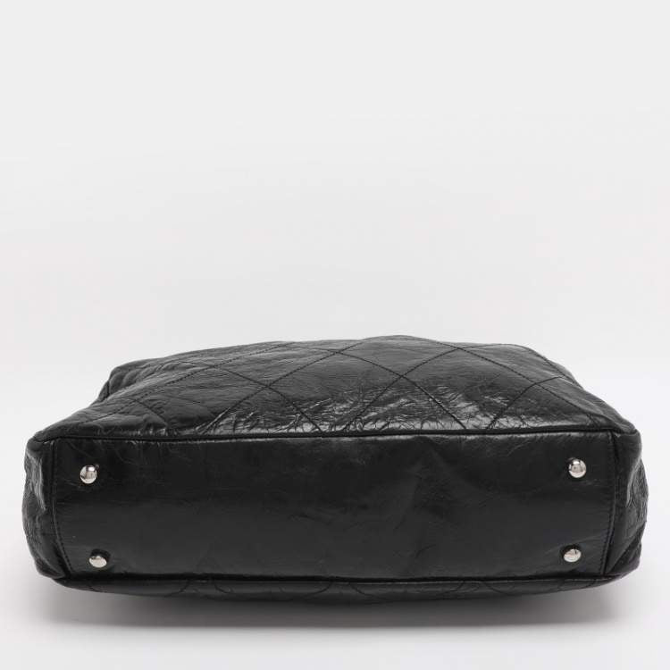 Chanel Black Quilted Glazed Leather Portobello Tote