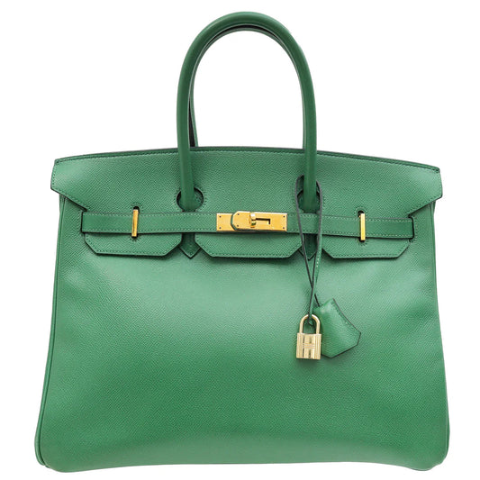 Hermes Vert Bengal Retourne Birkin 35 Bag