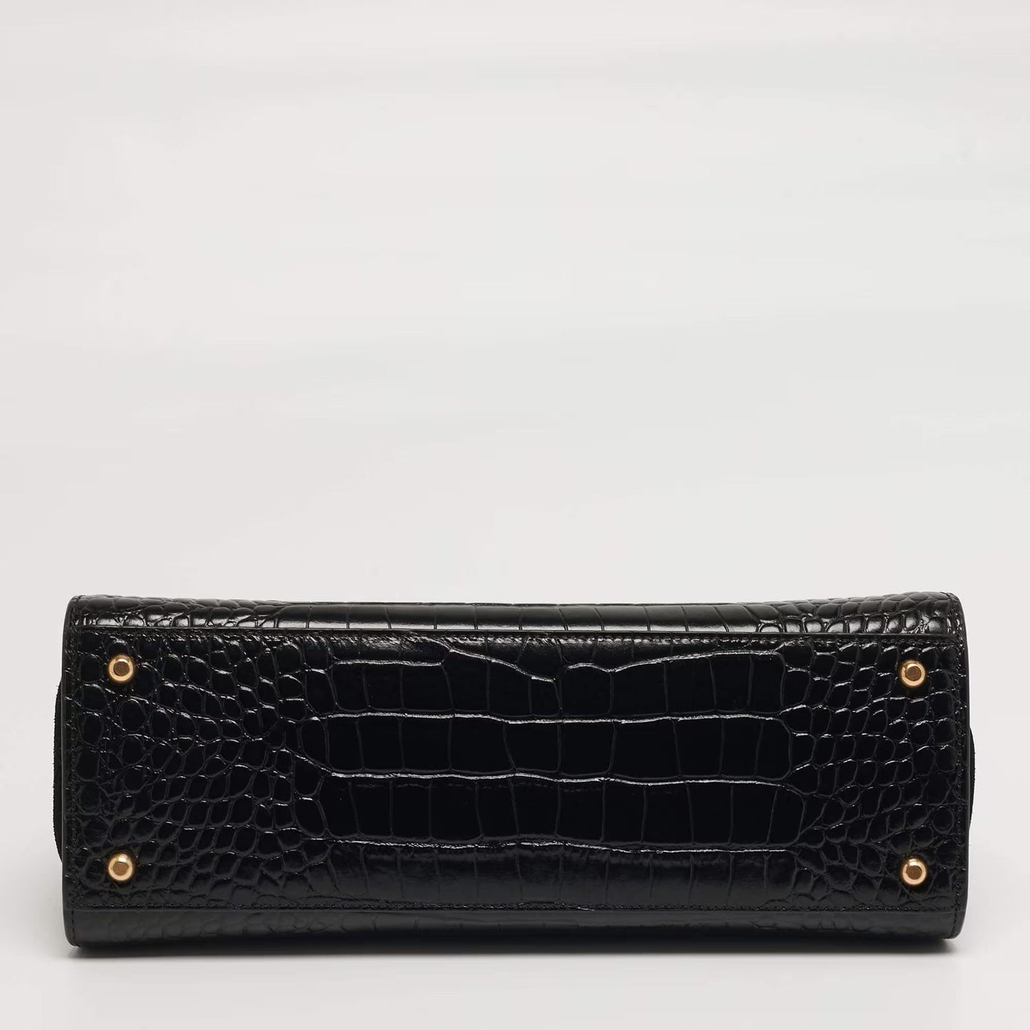 Tory Burch Eleanor Black Croc Embossed Leather Top Handle Bag