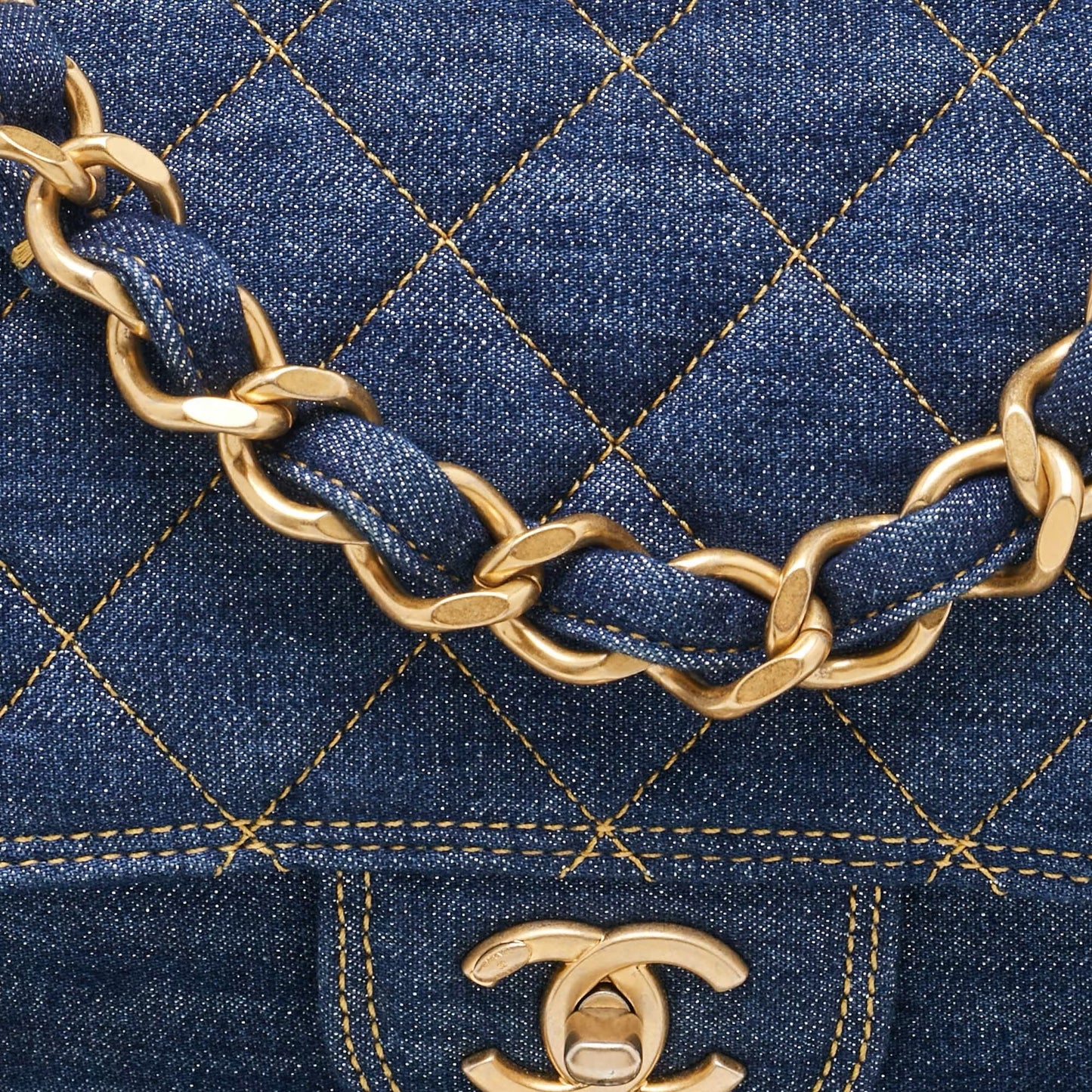 Chanel Blue Quilted Denim CC Flap Double You Backpack