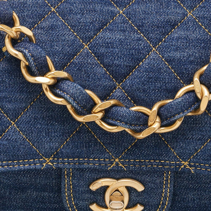 Chanel Blue Quilted Denim CC Flap Double You Backpack